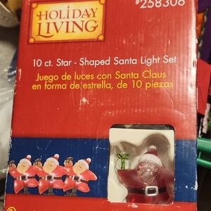 Holiday Living Vintage Santa Light Set-10 count Star Shaped.
